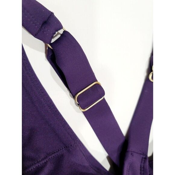 Lands' End Ruched Tummy Flattering UPF 50 Crossback Swimsuit Purple, Size S NWT - Picture 10 of 13